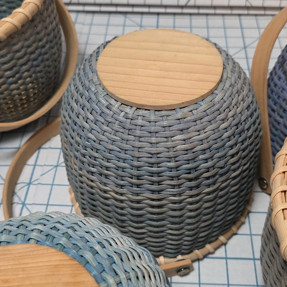 Blue Woven Basket W/Handle, Vintage‎ Yankee Candle Basket, Variegated Blue #2